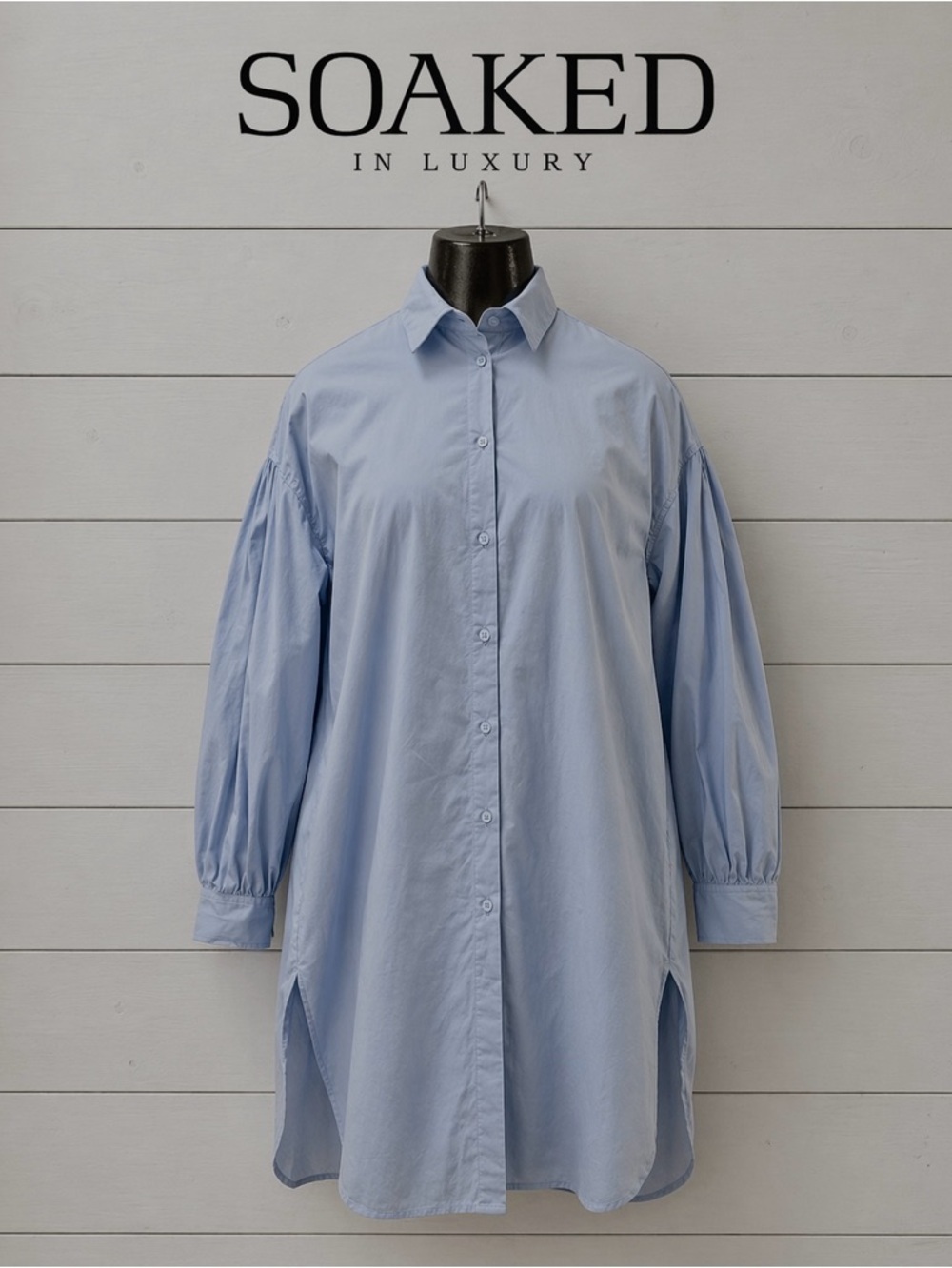 SOAKED IN LUXURY Light Blue Tunic Shirt Dress Size S